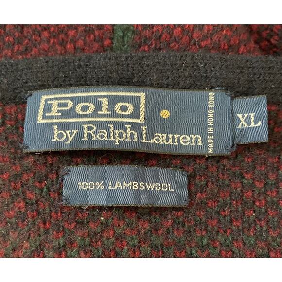 VTG Polo by Ralph Lauren Men XL100% Lambswool Plaid Sweater Grandpacore Holiday - Picture 5 of 6
